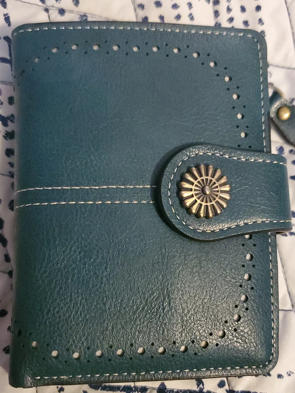 Teal Faux Leather Bifold Slim Snap Wallet